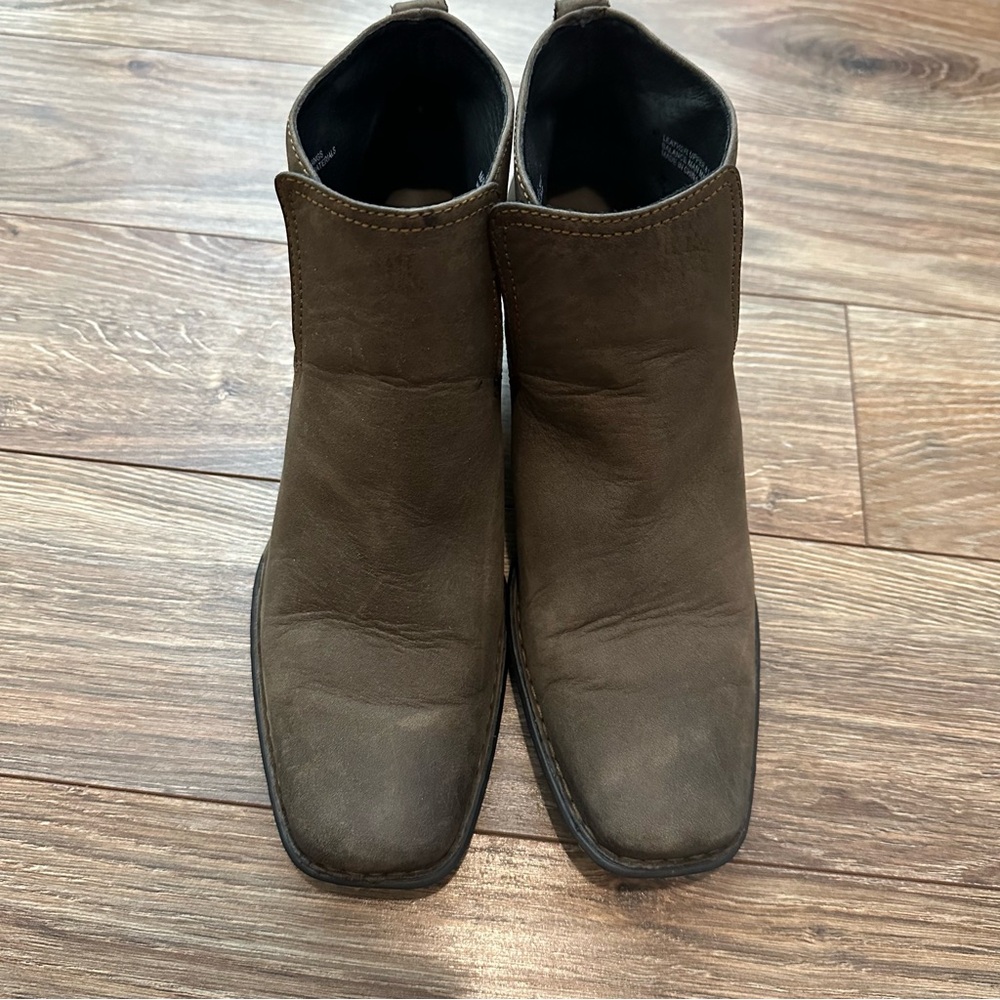 Born Rascal Boot Size 8.5/40 Brown Taupe Oiled Leather Block Heel Bootie - Picture 10 of 12